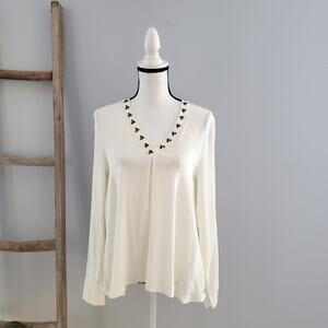 Scotch & Soda Anthropologie Vagabond Voyage Studded Long Sleeve Ivory Top 8